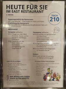 Abendessen im East Restaurant