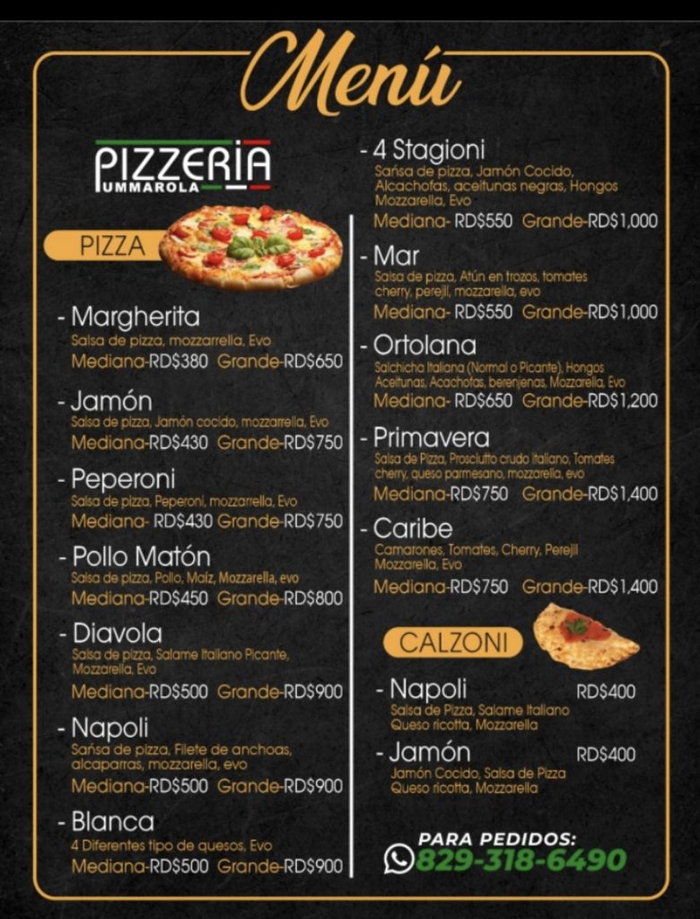 Speisekarte "Pizza Pummarola"